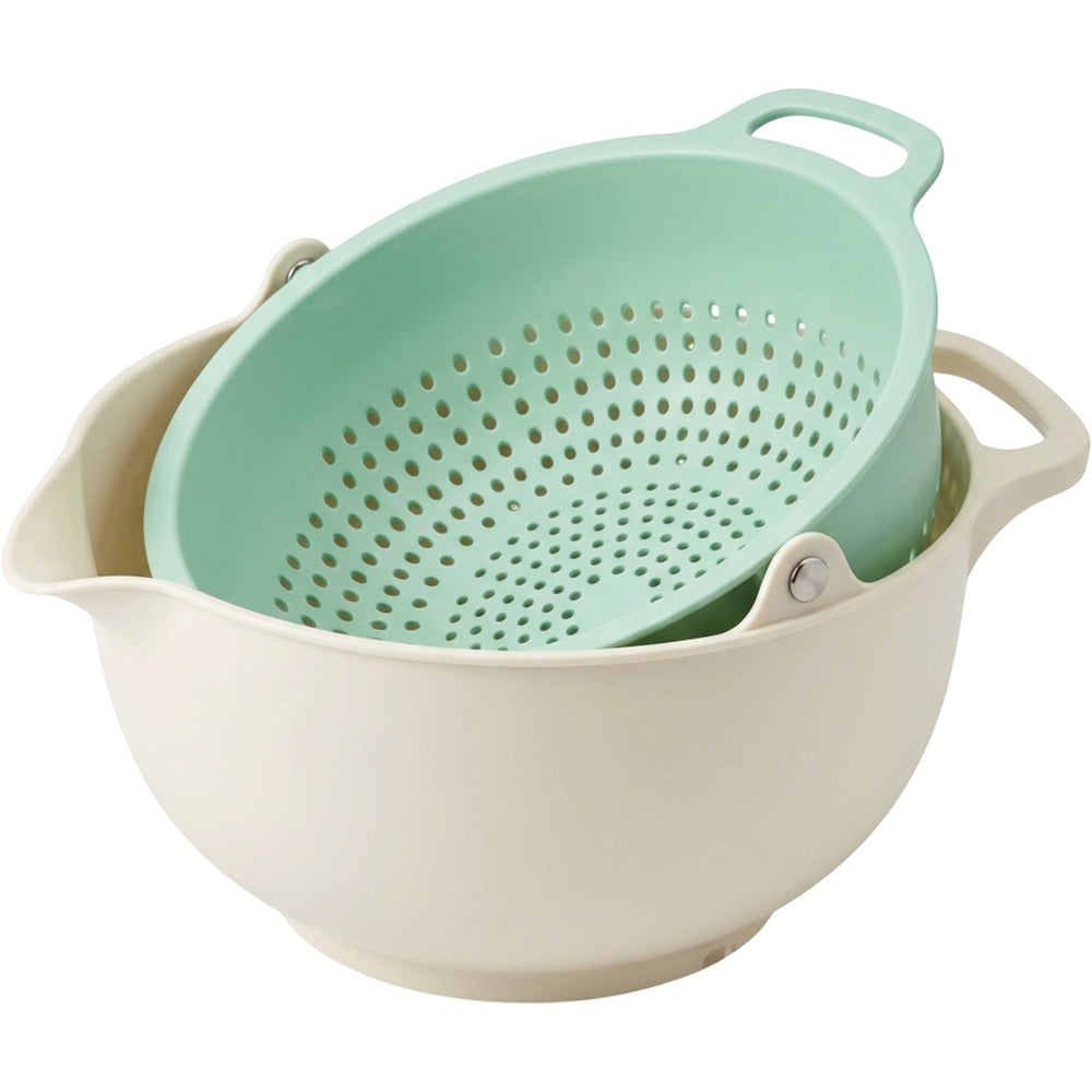 Vqun Pivoting Wash and Drain Bowl Set 3.5 L Cream Mint - Product view