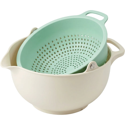 Vqun Pivoting Wash and Drain Bowl Set 3.5 L Cream Mint - Product view